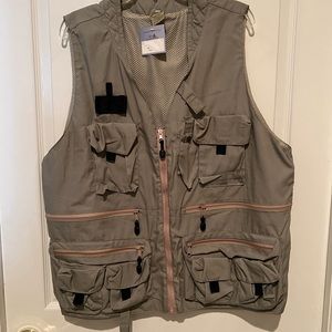 Vintage Serturan Beige Zip-Up Hiking and Fishing Sleeveless Vest, Men's XL *NWT*